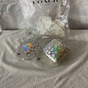 Brand New Coach Ulyssa Clear slides with hologram logo, size 7
